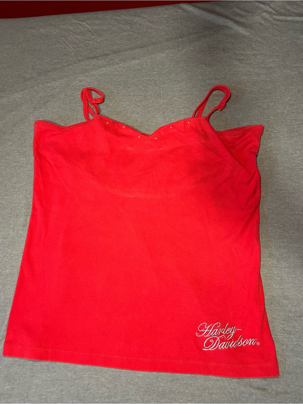 Harley-Davidson Red Rhinestone Camisole Tank